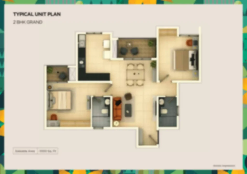 Purva Eminora 3 BHK Apartment Floor Plan by Puravankara Group located at prime location of Bangalore Karnataka