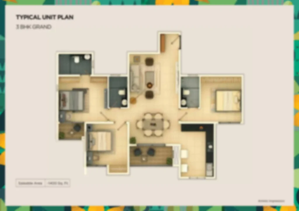 Purva Eminora 4 BHK Apartment Floor Plan by Puravankara Group located at prime location of Bangalore Karnataka